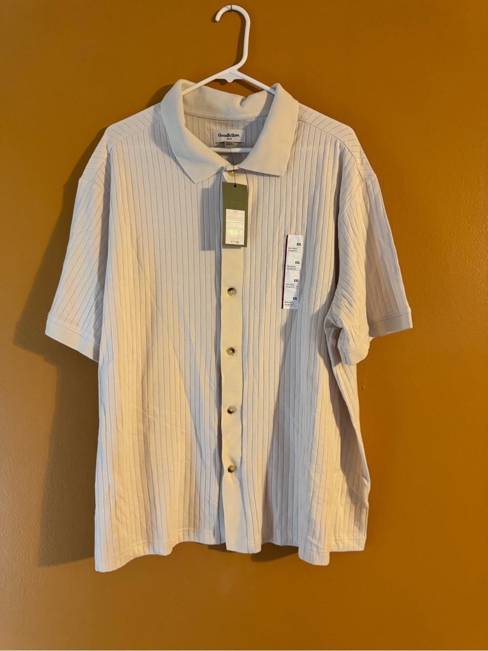 Goodfellow & Co Men’s Cream Short-Sleeve Ribbed Polo Shirt
